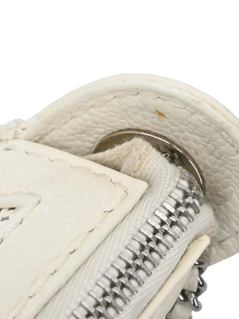Chanel White Perforated Calfskin Pulley Shoulder Bag